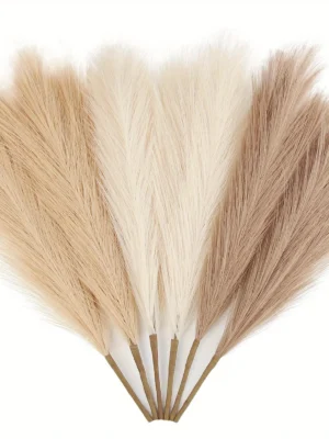 6PCS Artificial Pampas Grass Decor Flowers Fake Plant Reed for DIY Floral Table Arrange Flower Wedding Home Christmas Decoration