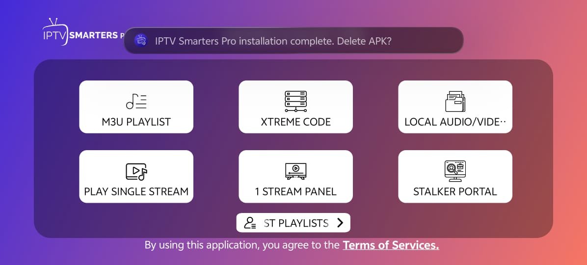 IPTV Smarters Pro first screen After Login