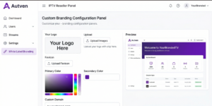 Autven white label dashboard showing custom branding configuration panel
