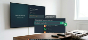 Amazon Fire TV Stick 4K Max showing sideloading setup process for IPTV app installation