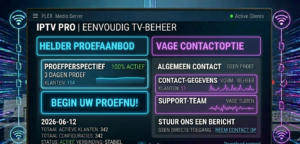 IPTV provider website showing clear trial offer button versus vague "contact us" only options