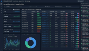 Live connections view in reseller panel showing active streams and IP information