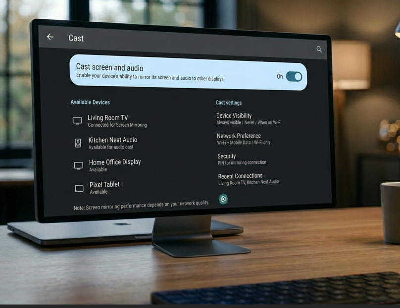 Android Cast/Screen Mirroring settings screen]